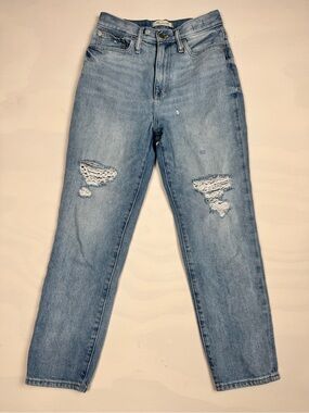 Madewell The Momjean Light Blue Straight Leg Women’s 26 100% Cotton High Rise